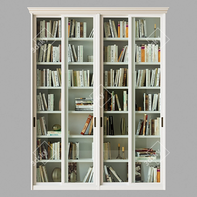 Sliding Door Bookcase (Library) 3D model image 6