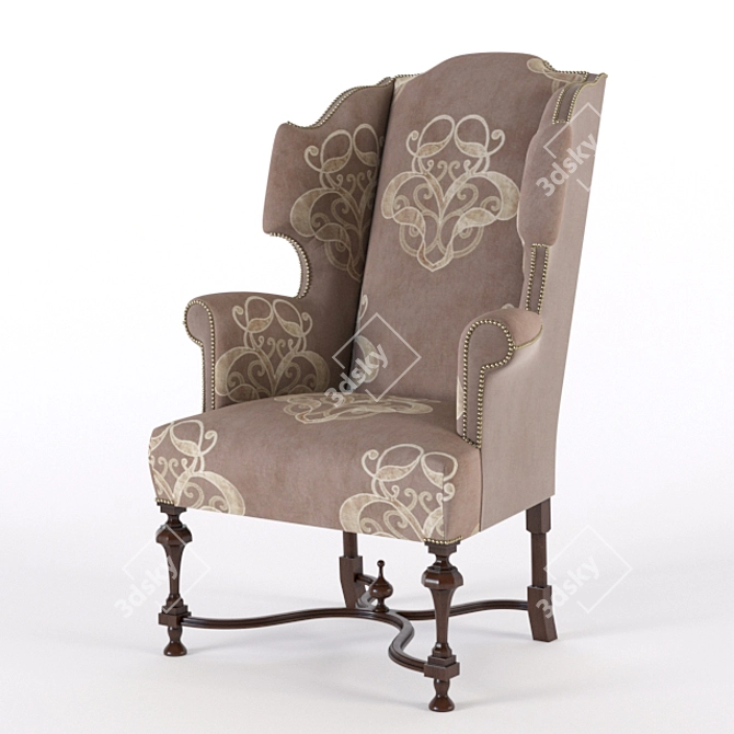 Elegant William & Mary Wing Chair 3D model image 1