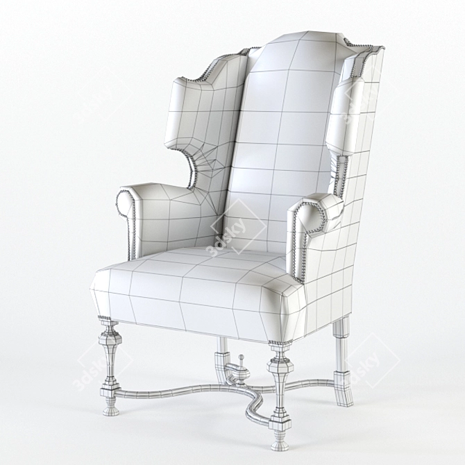 Elegant William & Mary Wing Chair 3D model image 4