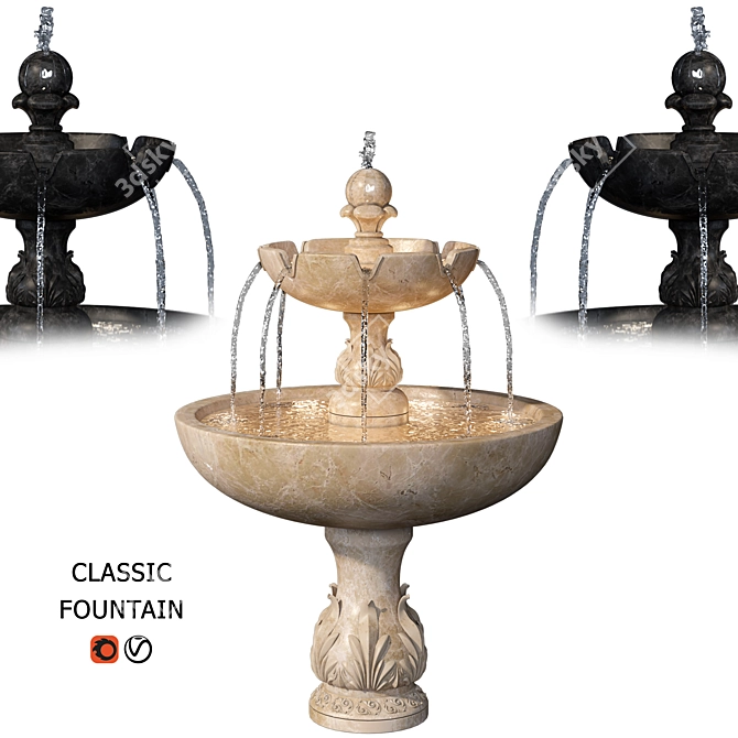 Elegant Fountain Sculpture 3D model image 1