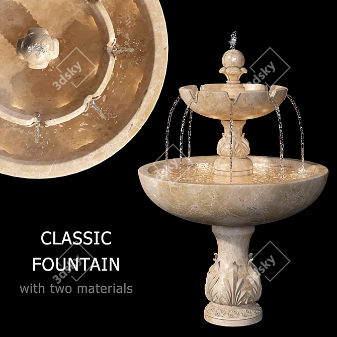 Elegant Fountain Sculpture 3D model image 3