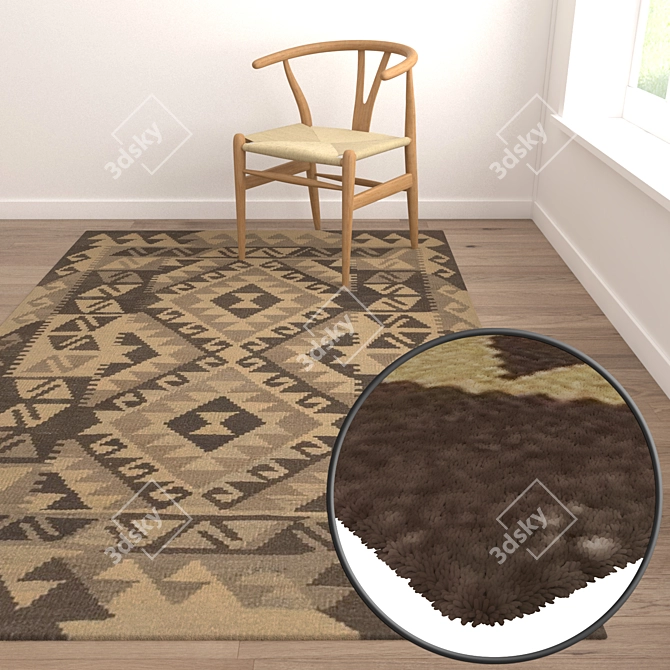 Luxury Textured Carpet Set 3D model image 5