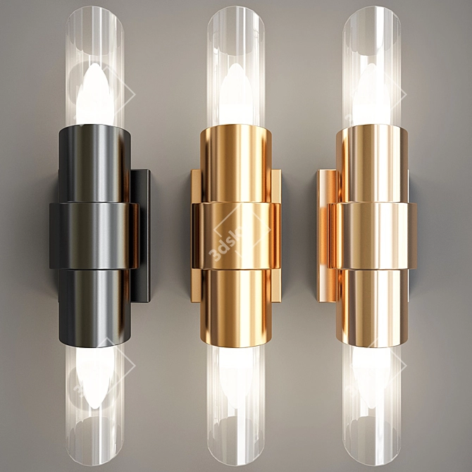 Gilded Crystal Lux Wall Sconce 3D model image 1