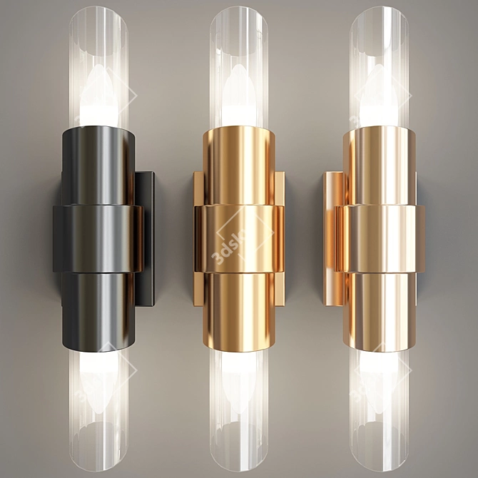 Gilded Crystal Lux Wall Sconce 3D model image 2