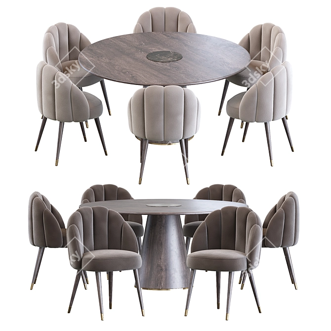 Elegant Daisy Chair & Bertoia Table 3D model image 1