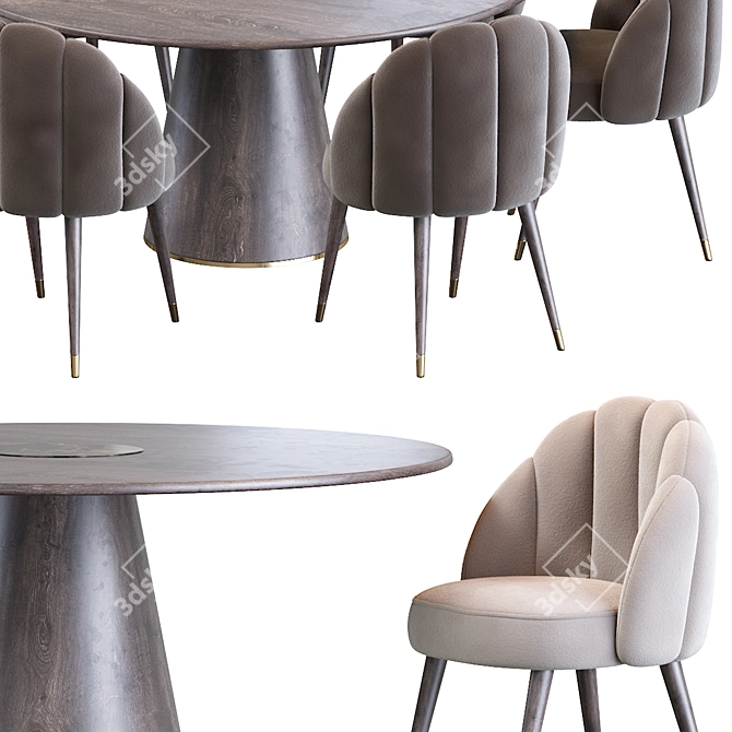 Elegant Daisy Chair & Bertoia Table 3D model image 3