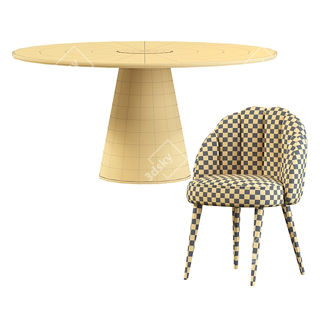 Elegant Daisy Chair & Bertoia Table 3D model image 5