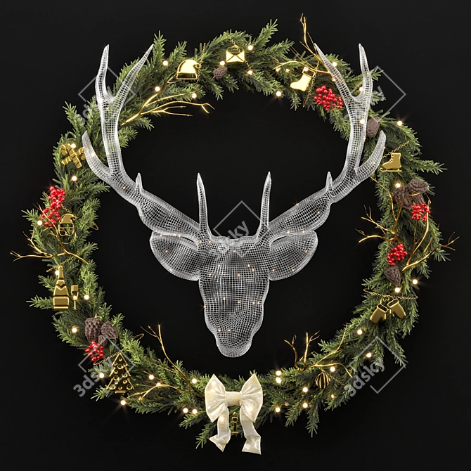 Decorated Christmas Wreaths: Festive Holiday Decor 3D model image 1