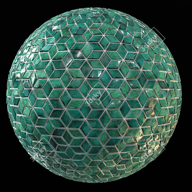 Teal Tile PBR: Seamless, High-quality Material 3D model image 2