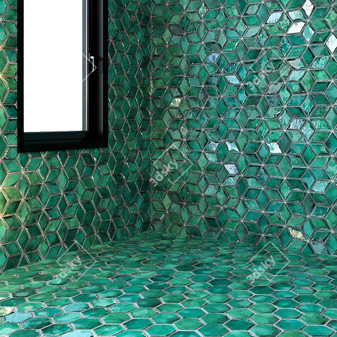 Teal Tile PBR: Seamless, High-quality Material 3D model image 7