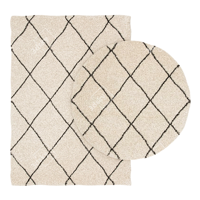 Creamy Geometric Rug: Belle, Leonique 3D model image 1