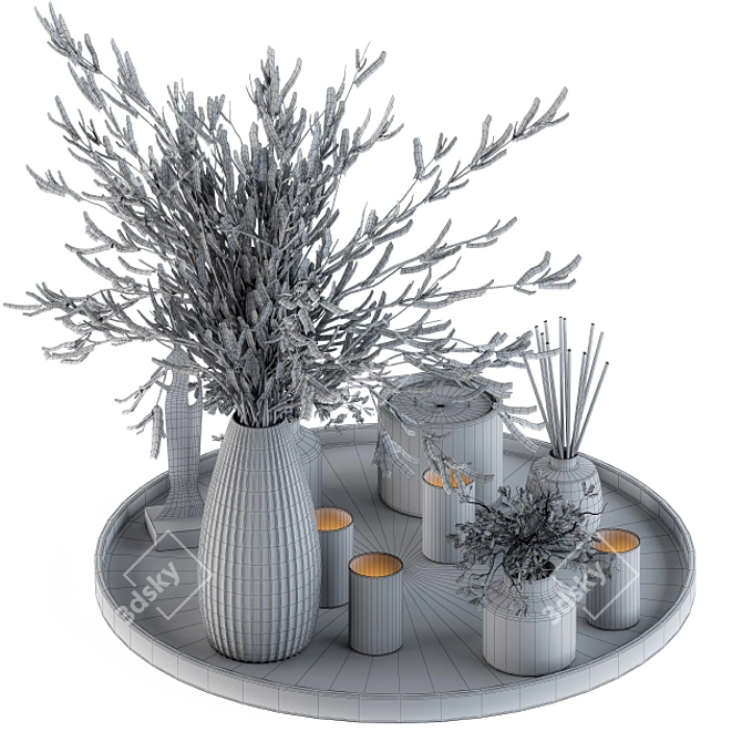 Elegant Tray Decor Set 3D model image 4