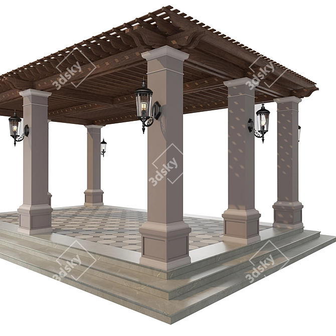 Elegant Pergola with High-Quality Textures 3D model image 2