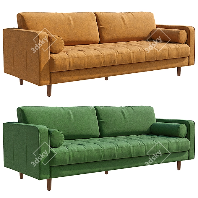 Versatile 3-Seater Sofa: Customizable & Lowpoly 3D model image 2