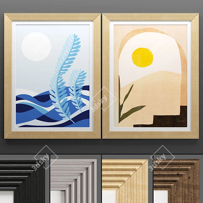 Modern Art Frame Set 3D model image 1