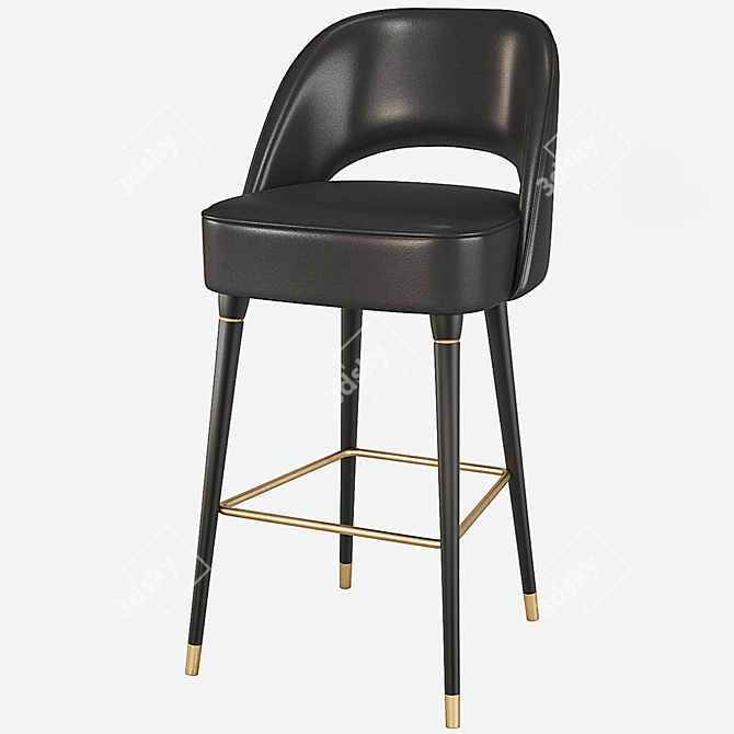 Essential Home Collins Bar Chair: Velvet & Leather 3D model image 4