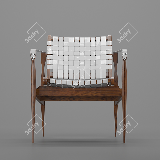 Modern Mahogany Safari Armchair 3D model image 1