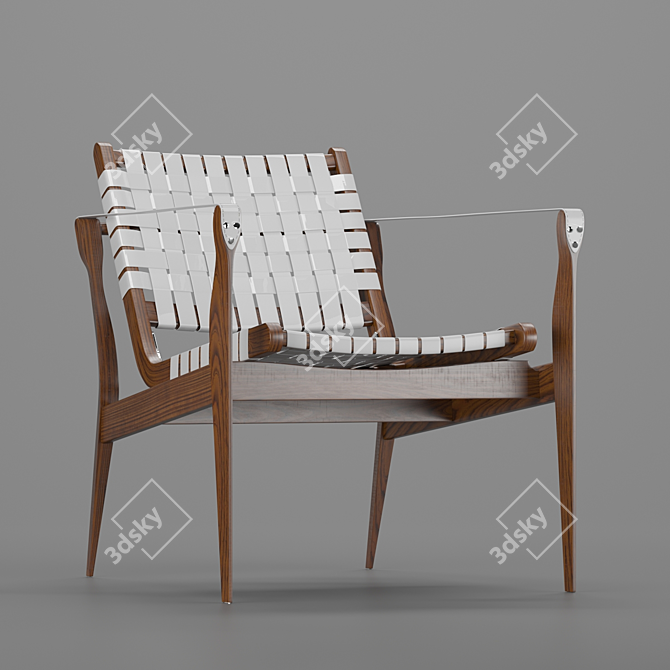 Modern Mahogany Safari Armchair 3D model image 2