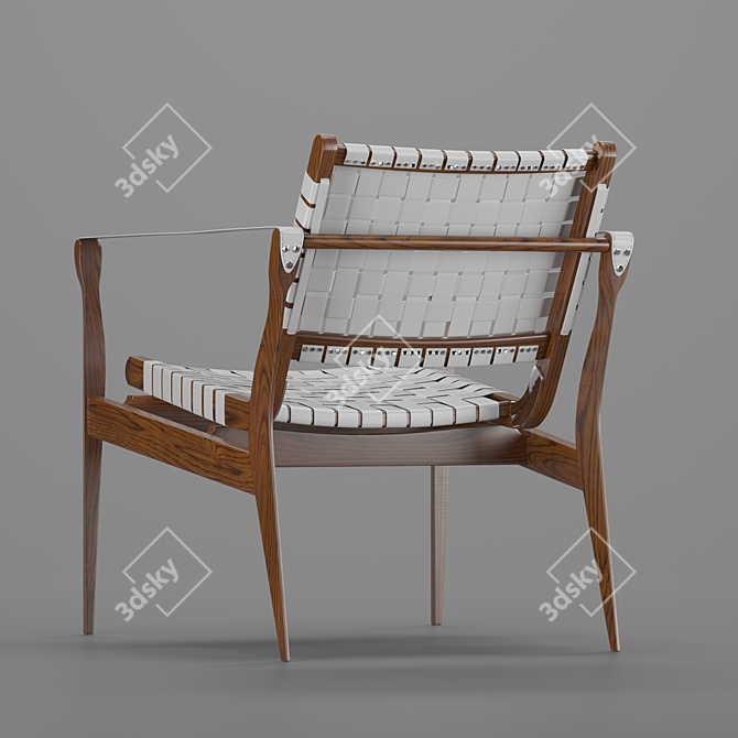 Modern Mahogany Safari Armchair 3D model image 3