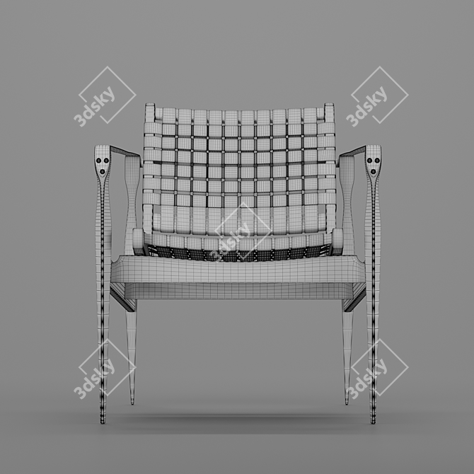 Modern Mahogany Safari Armchair 3D model image 4