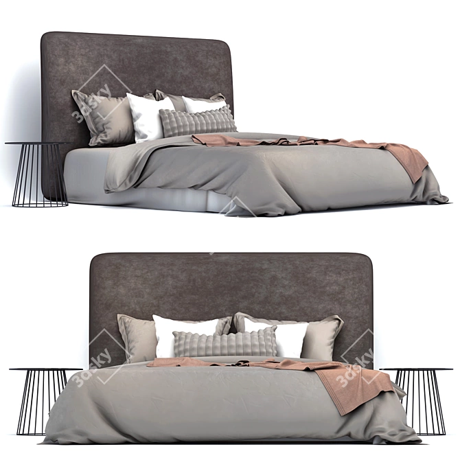 Sleek Contemporary Bed Design 3D model image 1