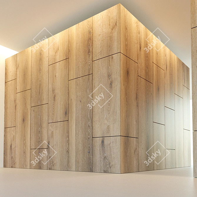 Wooden Corner Wall Panel - Elegant Décor 3D model image 3