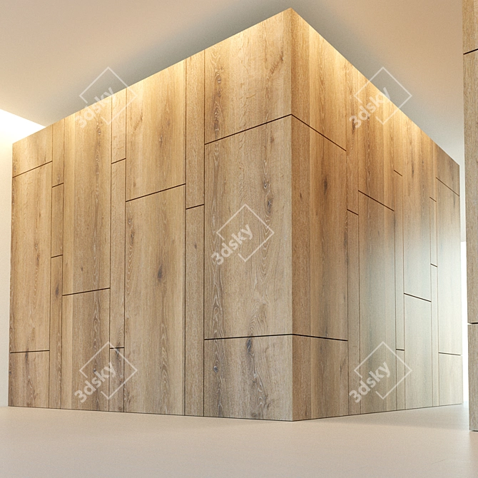 Corner Wood Panel: Decorative 3D Wall 3D model image 2