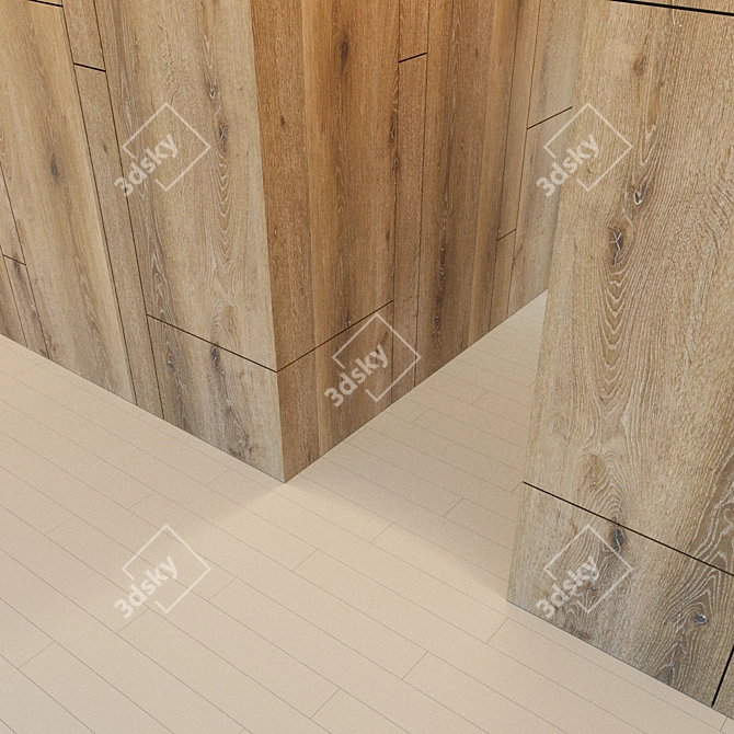 Corner Wood Panel: Decorative 3D Wall 3D model image 3