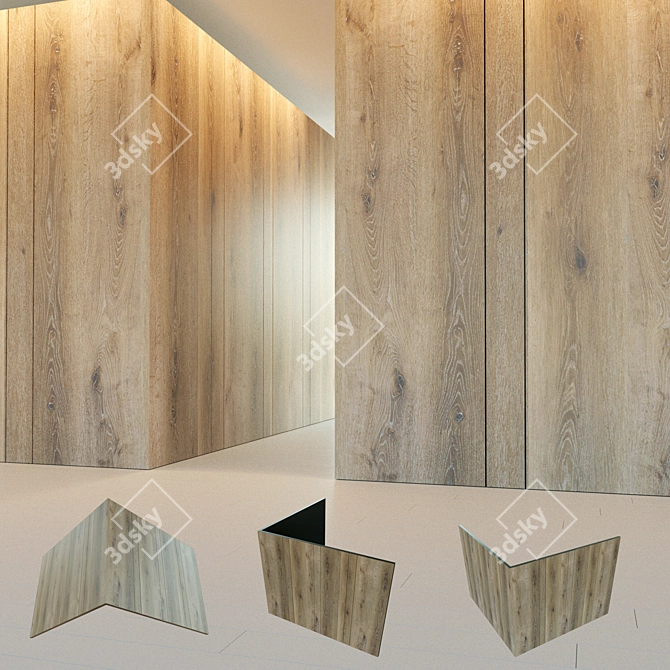 Title: Wooden Corner Wall Panel 3D model image 1