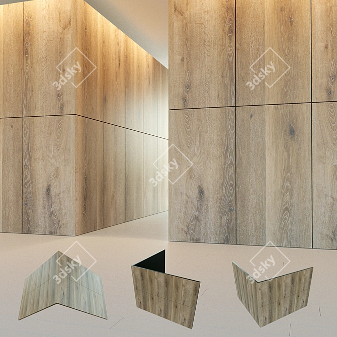 Wooden 3D Corner Wall Panel 3D model image 1