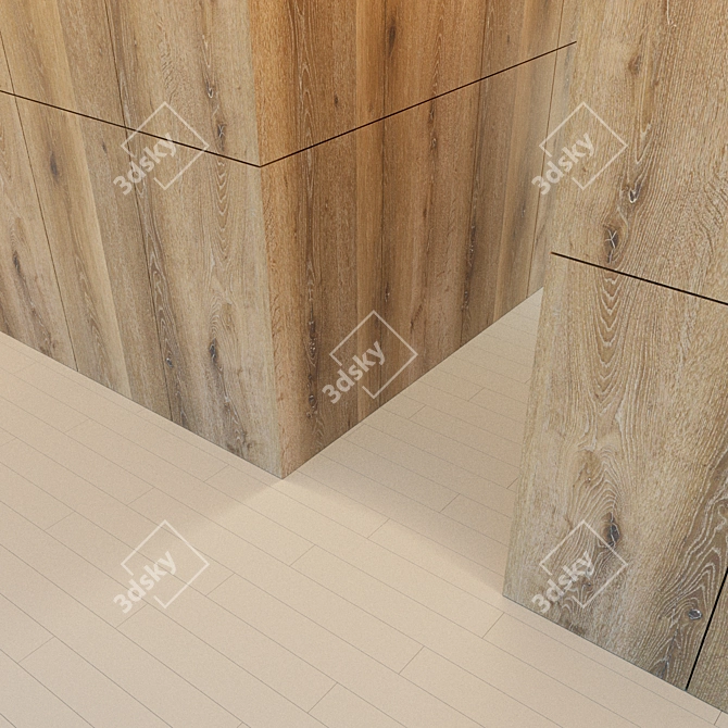 Wooden 3D Corner Wall Panel 3D model image 3