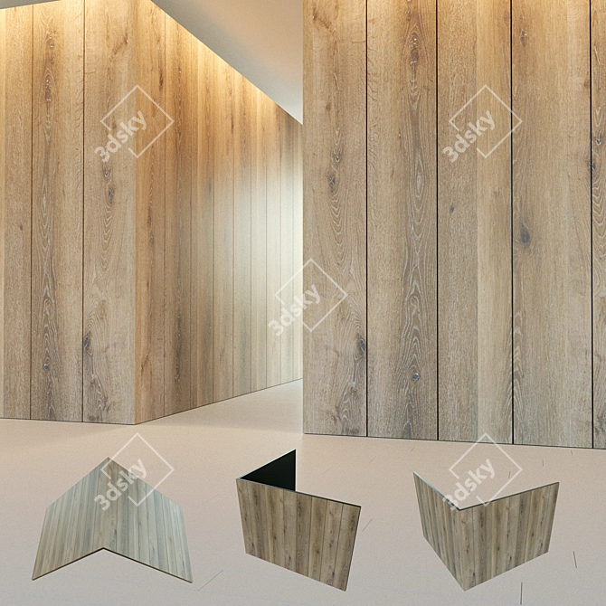 Vintage Wood Corner Wall Panel 3D model image 1