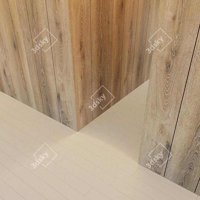 Vintage Wood Corner Wall Panel 3D model image 3