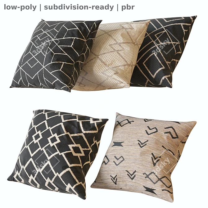 Renwil Pillow Set - 5 Stylish Designs 3D model image 2