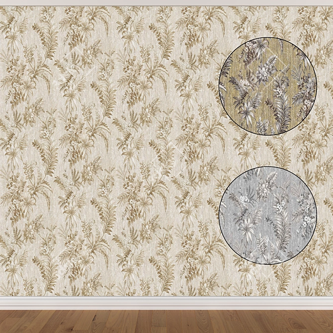 Seamless Wallpaper Set - 3 Color Options 3D model image 1