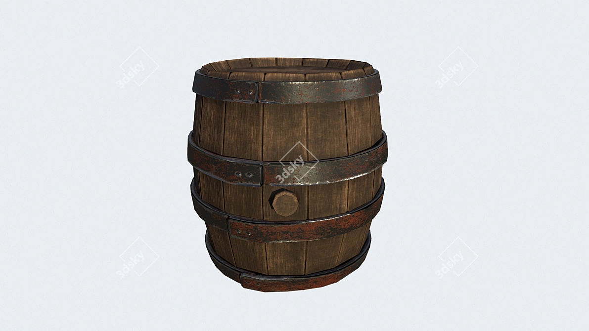 Rustic Wood Barrel: Textures, Maps & Low/High-Poly Models 3D model image 2