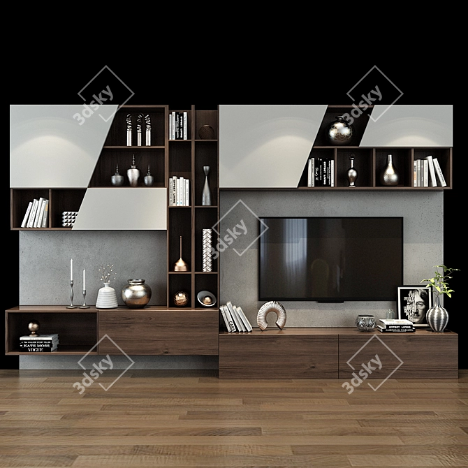 Modern TV Shelf - Space-Saving 3D model image 1