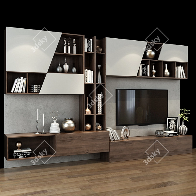 Modern TV Shelf - Space-Saving 3D model image 2