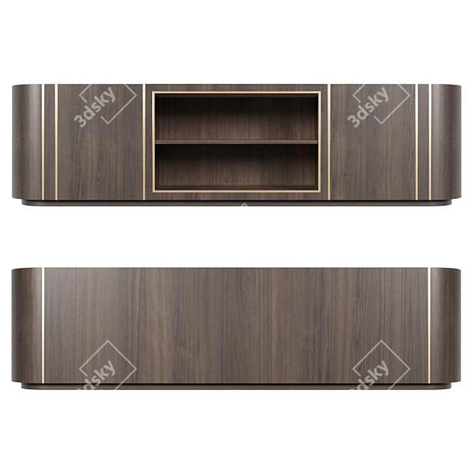 Rustic Wood TV Stand 3D model image 2