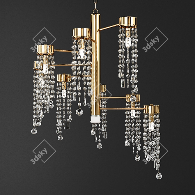 Brass Diamond Chandelier: Creative Lighting Elegance 3D model image 1