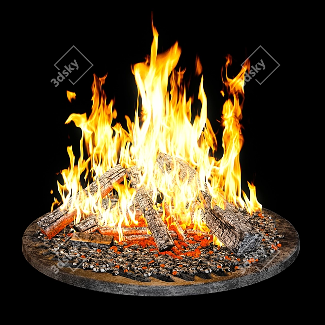Fiery Glow Bonfire 3D model image 1