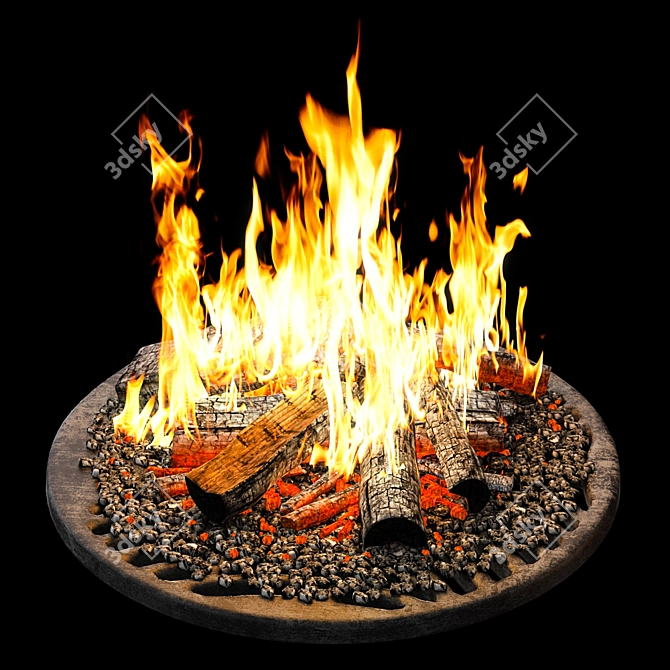 Fiery Glow Bonfire 3D model image 2
