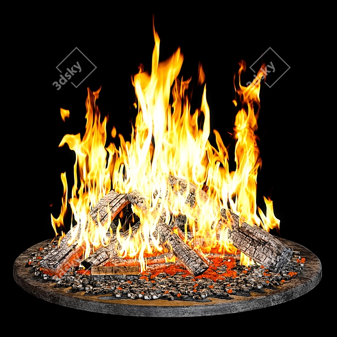 Fiery Glow Bonfire 3D model image 3