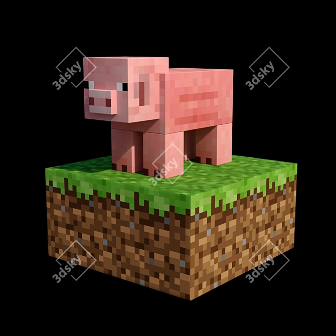 Pixelated Adventure: Minecraft Figurine Pack 3D model image 1