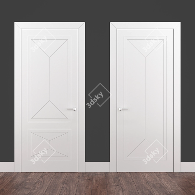 Academy Time 77PG, 88PG White Doors 3D model image 1