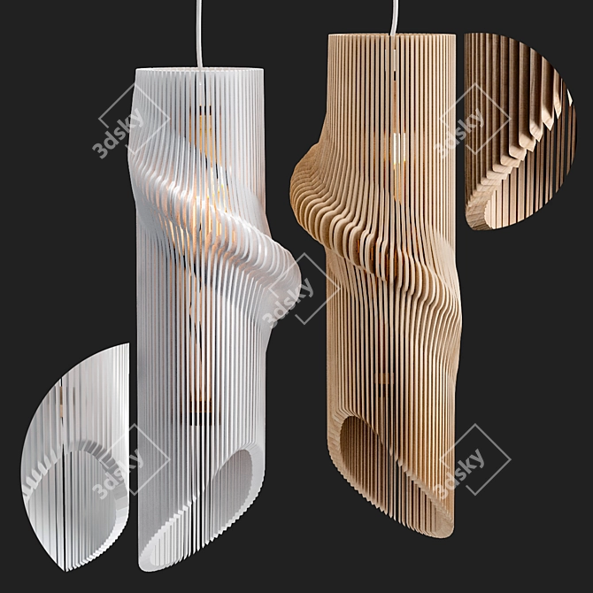 Modern Hanging Chandelier - Wood or Plastic 3D model image 1