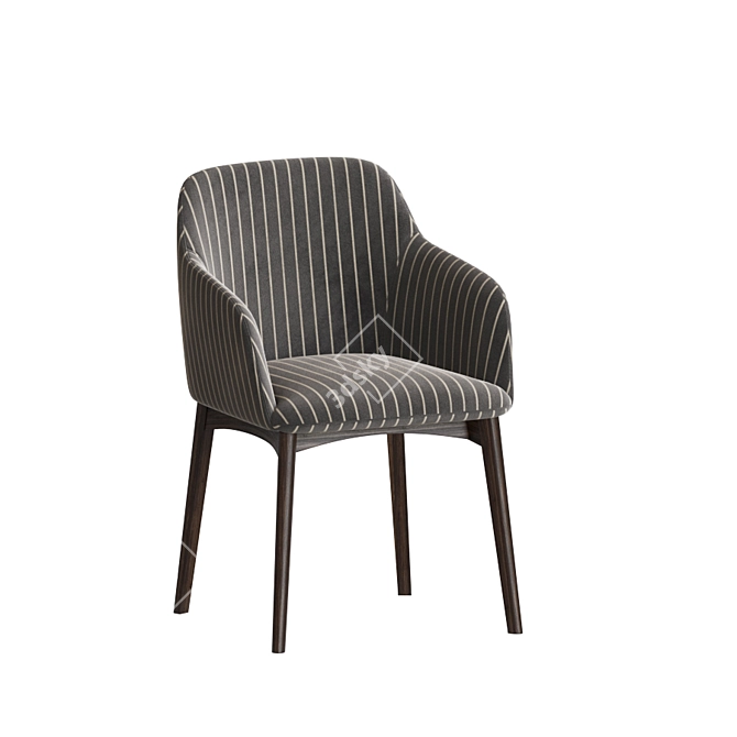 Elegant Velvet Elle Dining Chair 3D model image 3