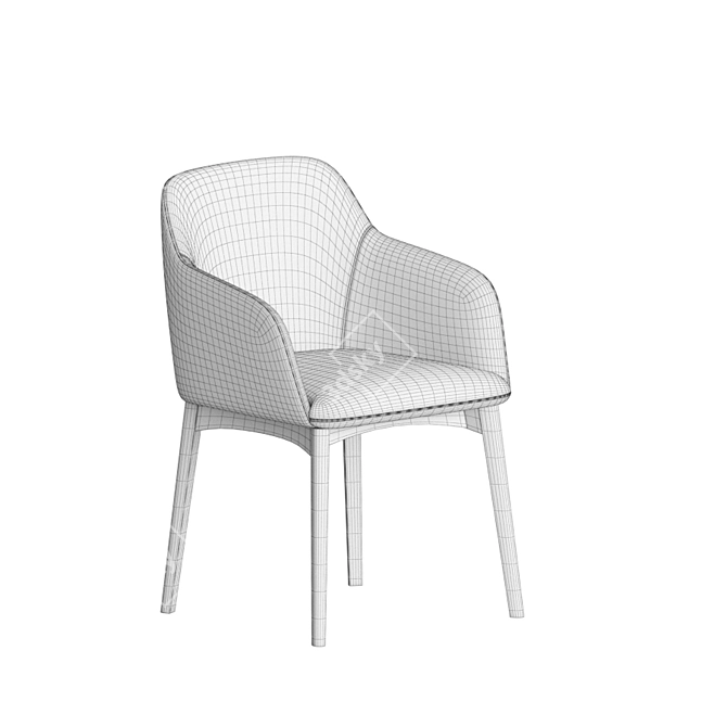 Elegant Velvet Elle Dining Chair 3D model image 4