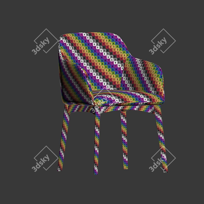 Elegant Velvet Elle Dining Chair 3D model image 5