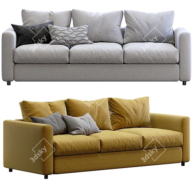 Elegant Vimle 3-Seat Sofa 3D model image 2